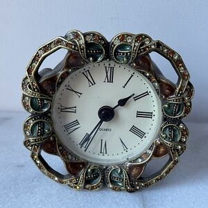 Jeweled Round Battery Operated Table Clock